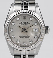 Ladies Rolex Oyster Perpetual DateJust 69174 - Factory Original Rolex Silver Diamond Dial