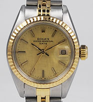 Ladies Rolex Oyster Perpetual Date 18K/SS Champagne Dial 6917