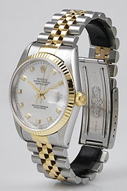 Rolex Oyster Perpetual DateJust 16233 - Metallic Silver Diamond Dial