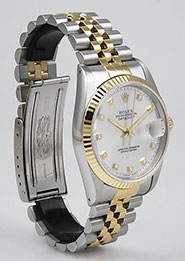 Rolex Oyster Perpetual DateJust 16233 - Metallic Silver Diamond Dial
