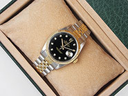 Rolex Oyster Perpetual DateJust 16233 - Gloss Black Diamond Dial