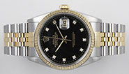 Rolex Oyster Perpetual DateJust 16233 - Gloss Black Diamond Dial