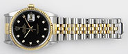 Rolex Oyster Perpetual DateJust 16233 - Gloss Black Diamond Dial