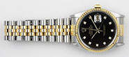 Rolex Oyster Perpetual DateJust 16233 - Gloss Black Diamond Dial