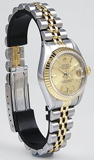 Ladies Rolex Oyster Perpetual 18K/SS Champagne Dial 69173