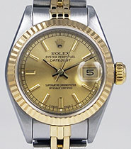 Ladies Rolex Oyster Perpetual 18K/SS Champagne Dial 69173