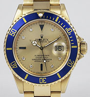 Rolex Oyster Perpetual Submariner 16618 18K Champagne Serti Diamond Dial