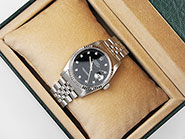 Rolex Oyster Perpetual DateJust 16234 - Gloss Black Diamond Dial