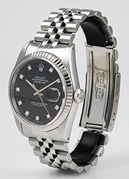 Rolex Oyster Perpetual DateJust 16234 - Gloss Black Diamond Dial