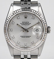 Rolex Oyster Perpetual DateJust 16234 - Metallic Silver Diamond Dial