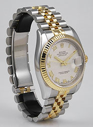 Rolex Oyster Perpetual DateJust 116233 - White Roman Numeral Pyramid Dial
