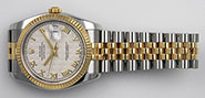 Rolex Oyster Perpetual DateJust 116233 - White Roman Numeral Pyramid Dial