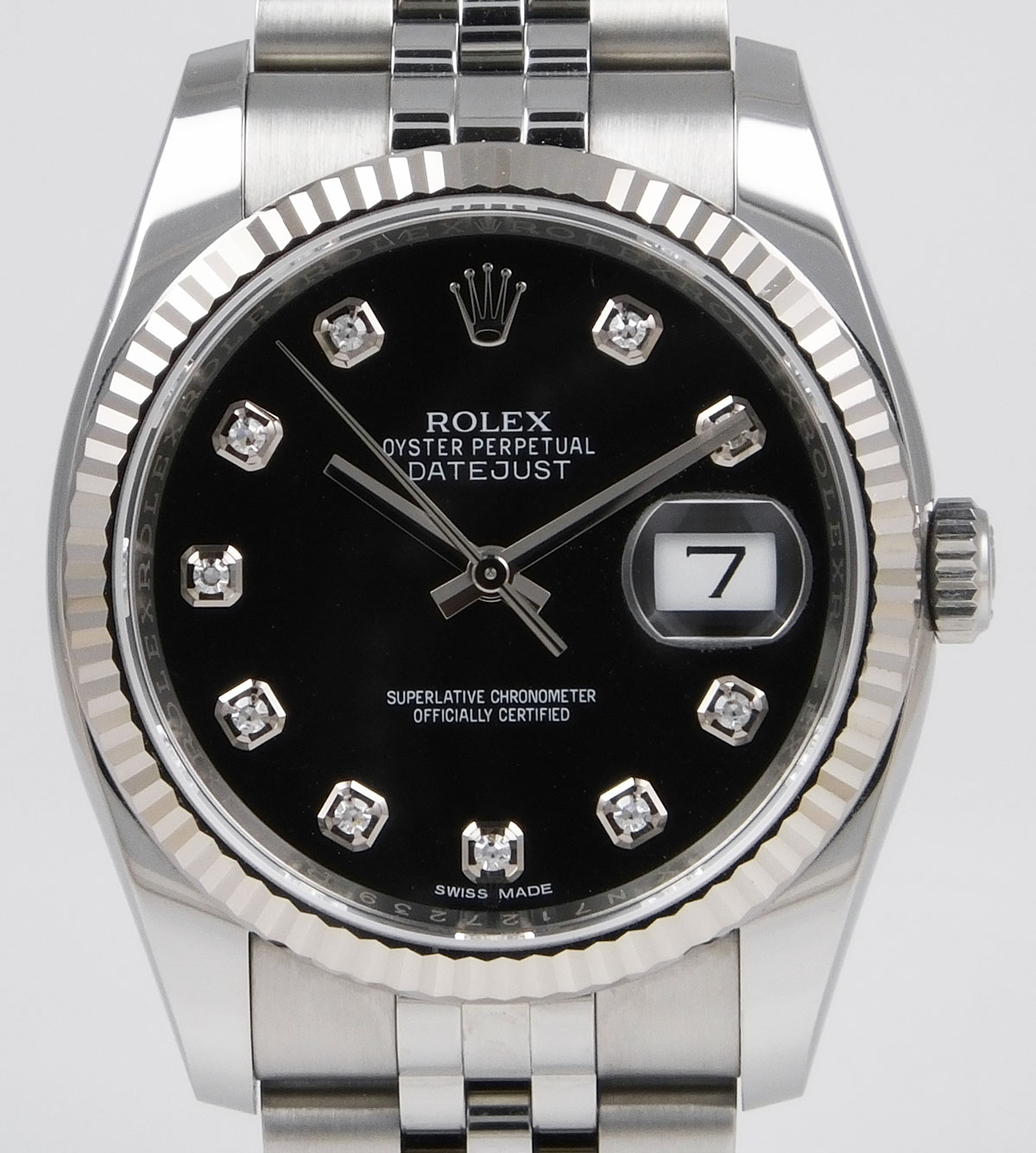 Rolex Oyster Perpetual DateJust 116234 Original Rolex Black Diamond-Set ...
