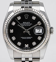 Rolex Oyster Perpetual DateJust 116234 - Black Factory Diamond-Set Dial