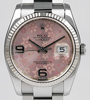 Rolex Oyster Perpetual DateJust 116234 - Pink Floral Motif Dial