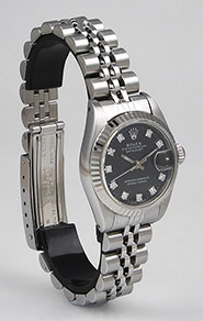 Rolex Oyster Perpetual DateJust 69174 - Gloss Black Factory Diamond Dial