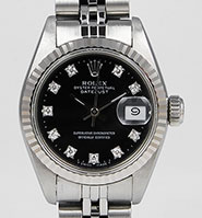 Rolex Oyster Perpetual DateJust 69174 - Gloss Black Factory Diamond Dial