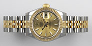 Ladies Rolex Oyster Perpetual DateJust 18K/SS Champagne Dial 179173