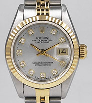 Rolex Oyster Perpetual DateJust 69173 - Silver Rolex Factory Diamond Dial