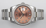 Rolex Oyster Perpetual DateJust 116244 - Salmon Pink Factory Diamond-Set Dial Bezel