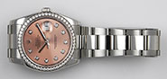 Rolex Oyster Perpetual DateJust 116244 - Salmon Pink Factory Diamond-Set Dial Bezel