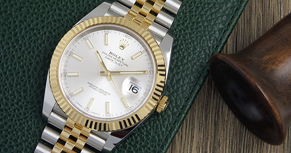 rolex datejust 41 gold silver