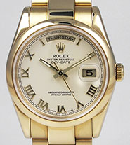 Rolex Oyster Perpetual Day-Date 118208 - Ivory White Roman Numeral Dial