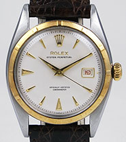 Rolex Oyster Perpetual 18K/SS - White Dial Index Bezel