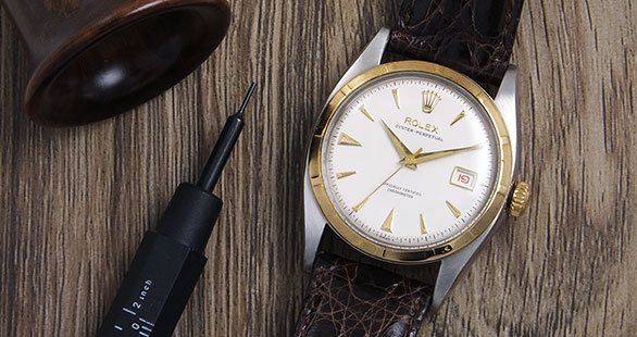 Rolex Oyster Perpetual 18K/SS - White Dial Index Bezel