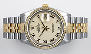 Rolex Oyster Perpetual DateJust 16233 - White Ivory Roman Numeral Dial