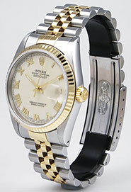 Rolex Oyster Perpetual DateJust 16233 - White Ivory Roman Numeral Dial