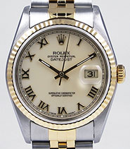 Rolex Oyster Perpetual DateJust 16233 - White Ivory Roman Numeral Dial