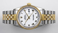 Rolex Oyster Perpetual 18K/SS DateJust 16233 White Roman Numeral Dial