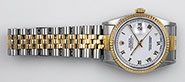 Rolex Oyster Perpetual 18K/SS DateJust 16233 White Roman Numeral Dial