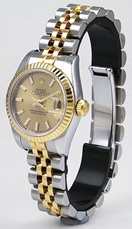 Ladies Rolex Oyster Perpetual DateJust 18K/SS Champagne Dial 179173