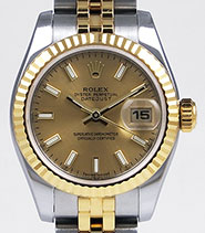 Ladies Rolex Oyster Perpetual DateJust 18K/SS Champagne Dial 179173