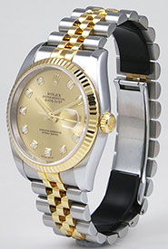 Rolex Oyster Perpetual DateJust 16233 - Champagne Diamond Dial