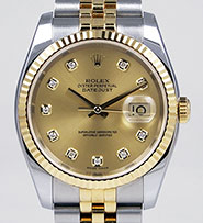 Rolex Oyster Perpetual DateJust 16233 - Champagne Diamond Dial