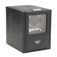 Wolf Blake Single Watch Winder In Black Tejus Reptile Embossed Leather