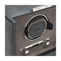 Wolf Blake Single Watch Winder In Black Tejus Reptile Embossed Leather